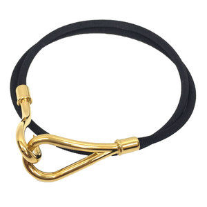 Hermes Jumbo Choker Double Bracelet Cotton Cord Long Men Women Unisex Black